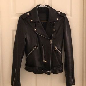 Black leather moto style jack